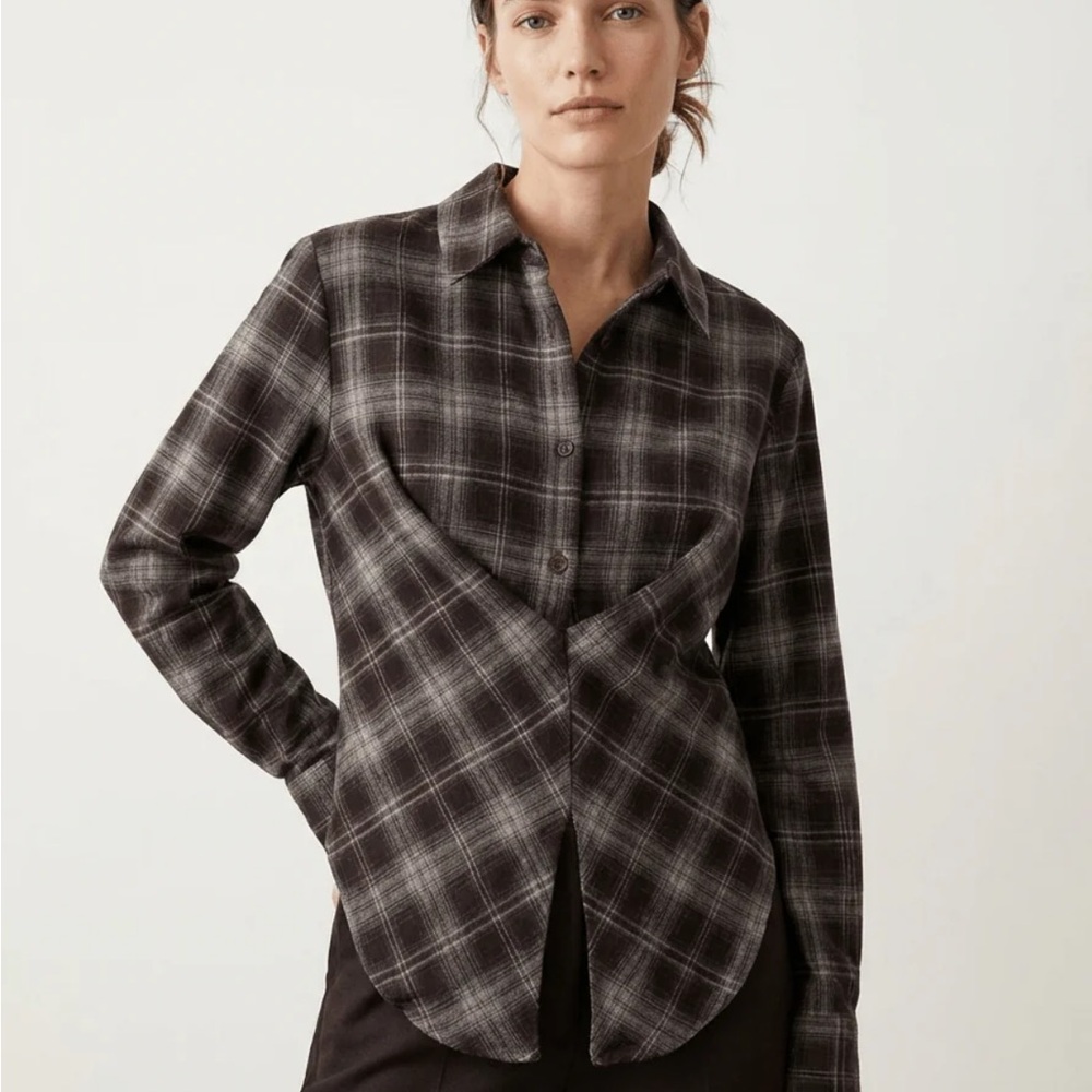 Tua Black Plaid Button Down Shirt